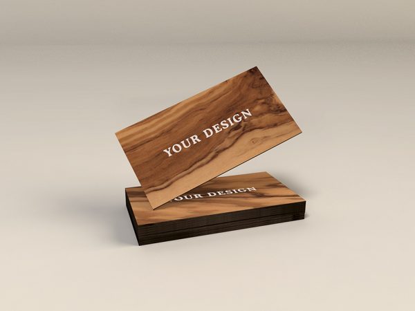 Wooden Business Cards MockUp